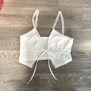 Lace Trim Tie Front Cami Top